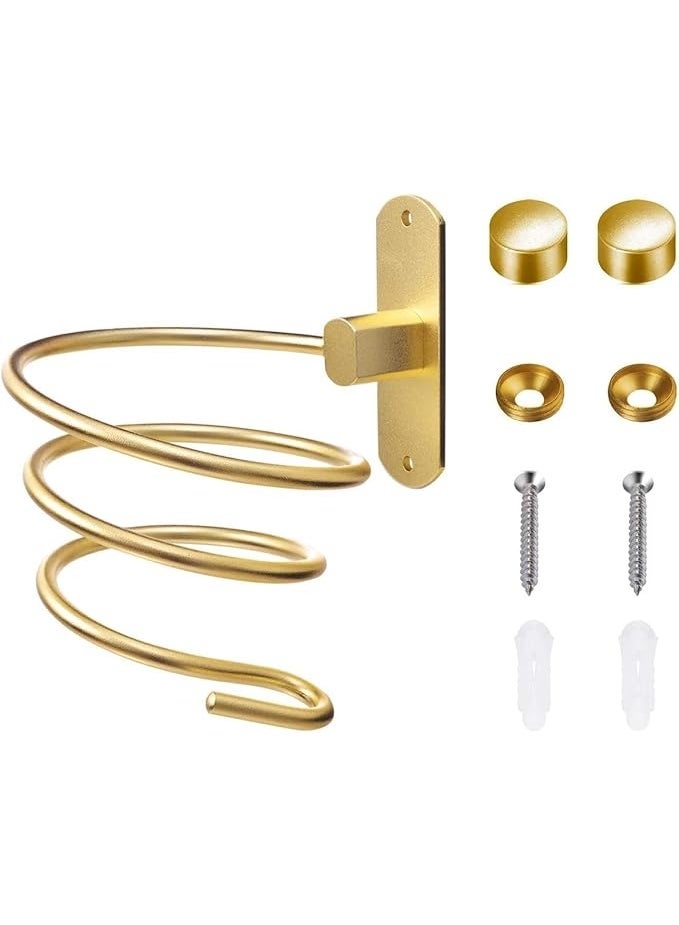 Hair Dryer Holder, Hairdryer Station, Professional Wall Mounted Spiral Shelf Bracket Stand Hanger Straightener Organizer Blow Storage, Hair Dryer Tools for Bathroom, Shower Room, Gold - Image 1