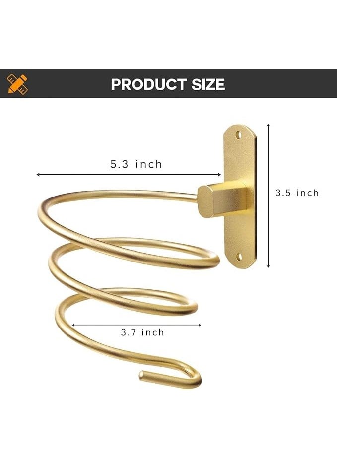 Hair Dryer Holder, Hairdryer Station, Professional Wall Mounted Spiral Shelf Bracket Stand Hanger Straightener Organizer Blow Storage, Hair Dryer Tools for Bathroom, Shower Room, Gold - Image 2