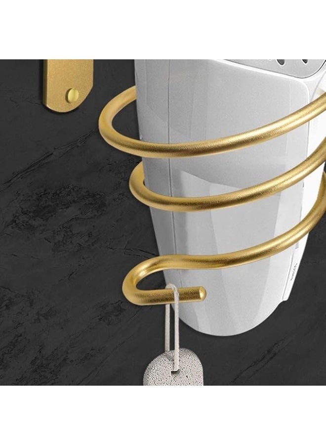 Hair Dryer Holder, Hairdryer Station, Professional Wall Mounted Spiral Shelf Bracket Stand Hanger Straightener Organizer Blow Storage, Hair Dryer Tools for Bathroom, Shower Room, Gold - Image 3
