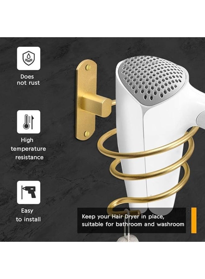 Hair Dryer Holder, Hairdryer Station, Professional Wall Mounted Spiral Shelf Bracket Stand Hanger Straightener Organizer Blow Storage, Hair Dryer Tools for Bathroom, Shower Room, Gold - Image 4