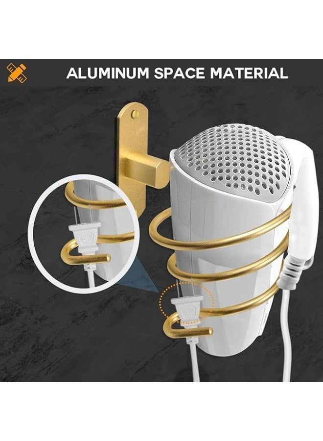 Hair Dryer Holder, Hairdryer Station, Professional Wall Mounted Spiral Shelf Bracket Stand Hanger Straightener Organizer Blow Storage, Hair Dryer Tools for Bathroom, Shower Room, Gold - Image 5