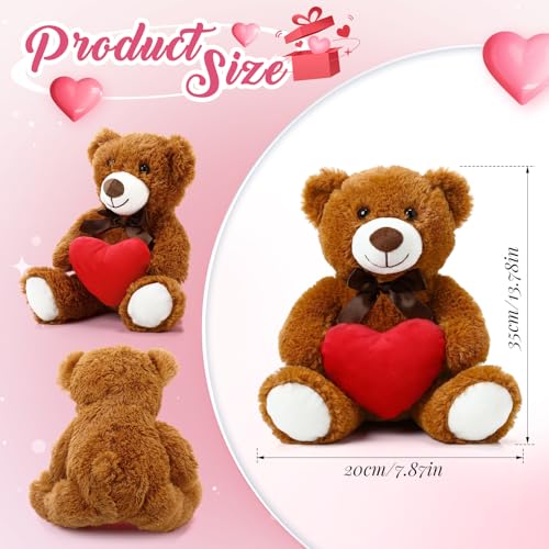 Motionchic 4 Pcs Valentines Day Love Stuffed Plush Gift Cute Day Bear Stuffed Plush with Holding Heart Animal Love Toys Sweet Romantic Valentines Hugging Gift for Couples Wife Husband - Image 5