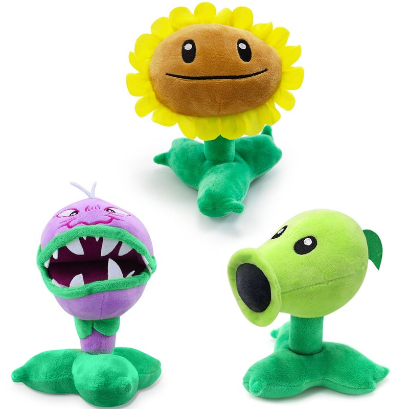 Maikerry 3 Pieces Plants and Zombies vs Plush Toy 8 Tall PVZ Stuffed Figure Doll for Children Great Gifts for Kids and Fans - Image 2