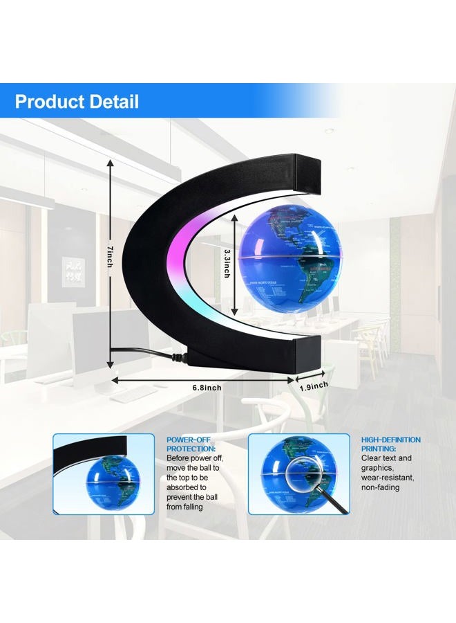 Flagest Magnetic Levitation Floating Globe, Levitating C Shape Globe with LED Lights for Education Home Office Desk Bookshelf Decor, Holiday Anniversary Christmas Creative Gift (3.3 Inches) - Image 2