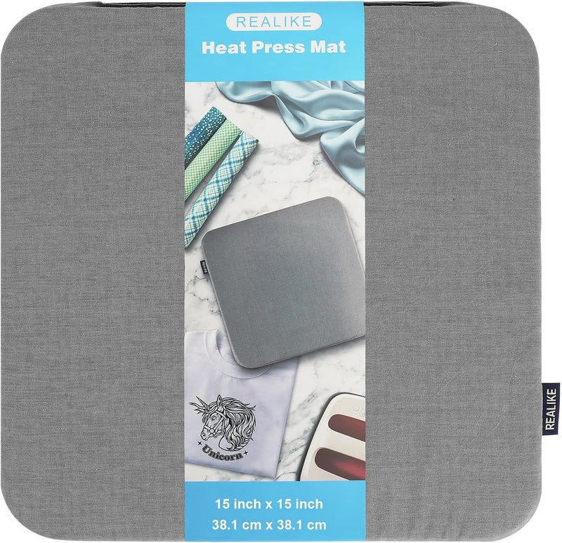 REALIKE Heat Press Mat Compatible with Cricut Easy Press 2/Cricut Easy Press(15X15 inch), Easy Press Mat for HTV Craft Vinyl Ironing Insulation Transfer Projects - Image 1