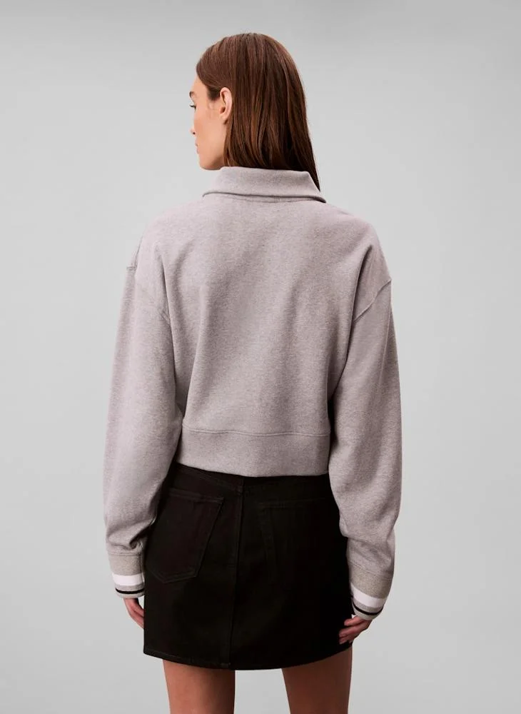 Calvin Klein Sports 1/4 ZIP SWEATER WITH RIB GRAPHIC