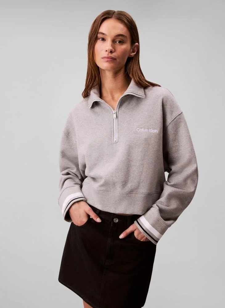 Calvin Klein Sports 1/4 ZIP SWEATER WITH RIB GRAPHIC