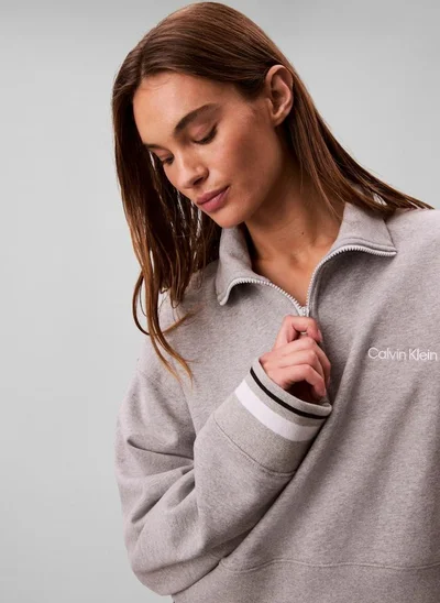 Calvin Klein Sports 1/4 ZIP SWEATER WITH RIB GRAPHIC