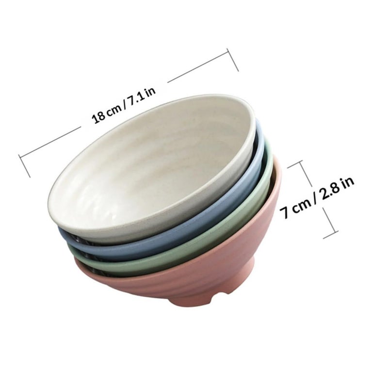 Wheat Straw Unbreakable Soup Bowls 18cm Set Of 4 Mixed Colors For Kitchen Serving - Image 3