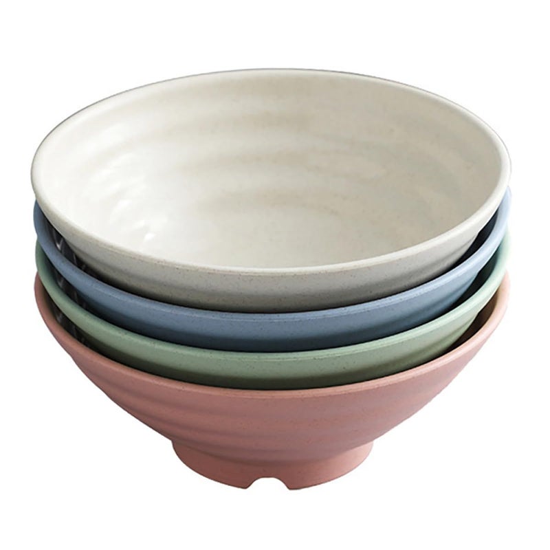 Wheat Straw Unbreakable Soup Bowls 18cm Set Of 4 Mixed Colors For Kitchen Serving - Image 2
