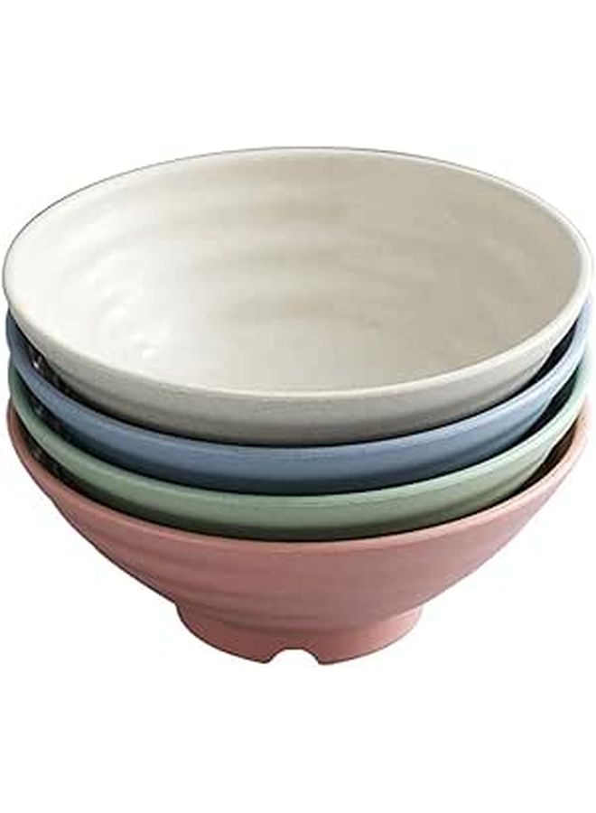 Wheat Straw Unbreakable Soup Bowls 18cm Set Of 4 Mixed Colors For Kitchen Serving - Image 1