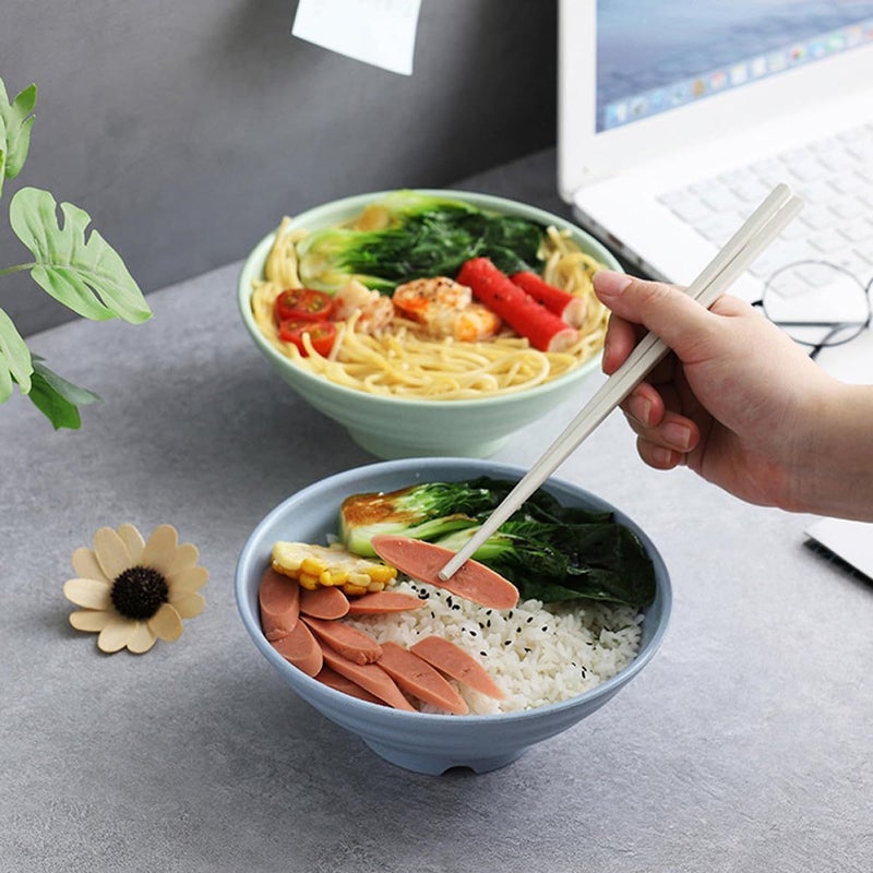 Wheat Straw Unbreakable Soup Bowls 18cm Set Of 4 Mixed Colors For Kitchen Serving - Image 5
