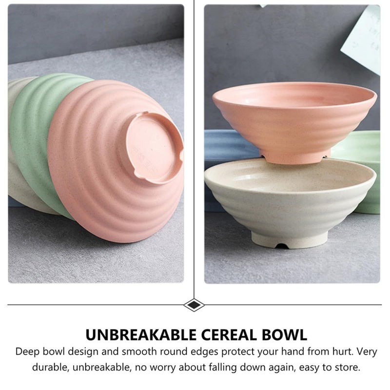 Wheat Straw Unbreakable Soup Bowls 18cm Set Of 4 Mixed Colors For Kitchen Serving - Image 4