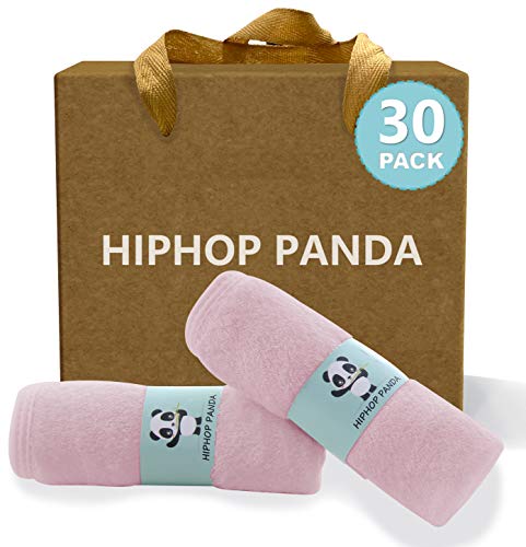 HIPHOP PANDA HIPHOP PANDA Baby Washcloths Rayon Made from Bamboo 2 Layer Ultra Soft Absorbent Newborn Bath Face Towel Reusable Baby Wipes for Delicate Skin Pink 30 Pack 