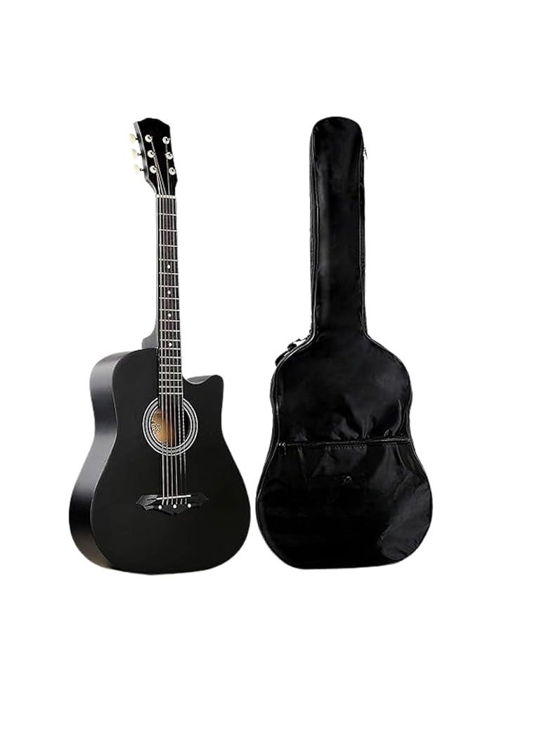 Megarya 38Inches Black Sprucewood The Ultimate Concert Body Cutaway Acoustic Guitar (Black) With Megarya Gig-Bag - Image 1