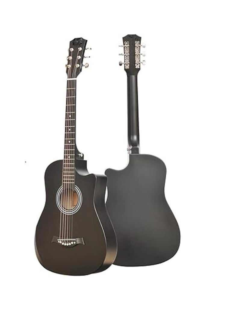 Megarya 38Inches Black Sprucewood The Ultimate Concert Body Cutaway Acoustic Guitar (Black) With Megarya Gig-Bag - Image 2