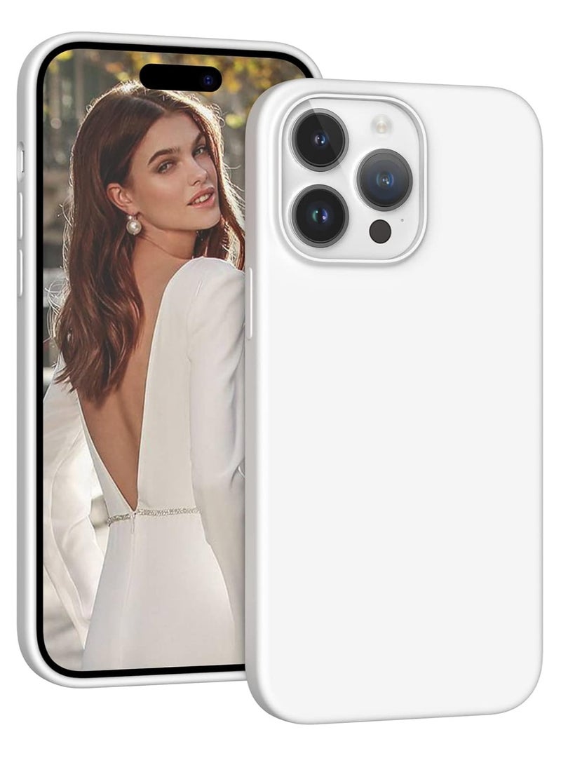 إلترازون White Liquid Silicone Gel Rubber Case for iPhone 14 Pro Max 6.7" – Full Body Shockproof Protective Cover - Image 1