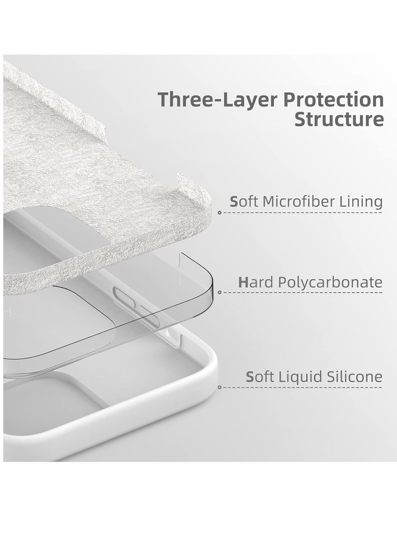 إلترازون White Liquid Silicone Gel Rubber Case for iPhone 14 Pro Max 6.7" – Full Body Shockproof Protective Cover - Image 2