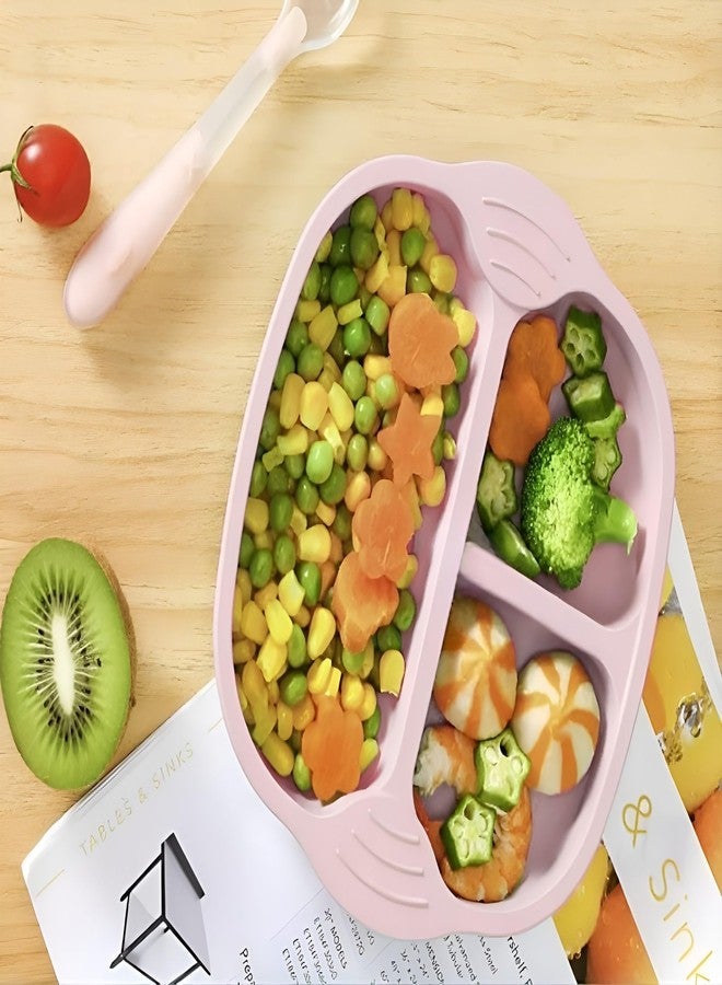 VELINEX® Silicone Plate for Baby and Toddler Feeding, Non-Slip Suction, Divided and Unbreakable, Microwave & Dishwasher Safe (Pink 1 PCS) - Image 5