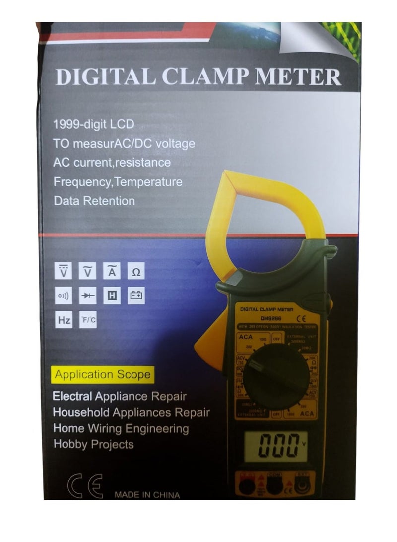 Digital Clamp Meter 1999-Digit LCD Display – Professional AC/DC Voltage & Current Tester with Frequency, Temperature Measurement, Auto Range, Data Hold Function, Overload Protection, Multi-Purpose Handheld Multimeter for Home & Industrial Electrical Testing - Image 2