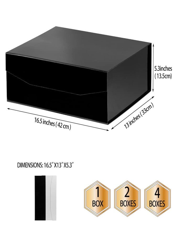 PACKGILO 1 Pcs Black Extra Large Gift Box with Lid, 16.5 x 13 x 5.3 Inches, Hard Magnetic Giant Gift Boxes for Presents Clothes Robe Wedding Dress Sweater,Reusable Foldable Bridesmaid Proposal Box - Image 4