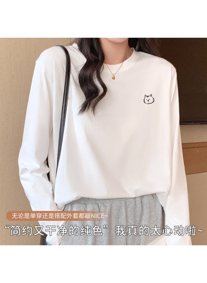 LANG SHA Women'S Long Sleeve Round Neck T-Shirt, Versatile Solid Color Printed Base Layer Tee For Women - Image 5
