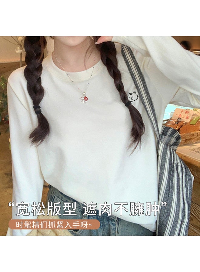 LANG SHA Women'S Long Sleeve Round Neck T-Shirt, Versatile Solid Color Printed Base Layer Tee For Women - Image 4