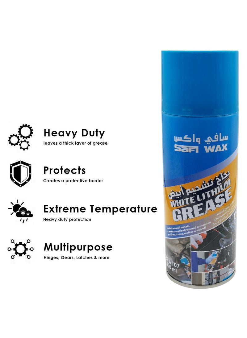 Safi WAX Safi Wax White Lithium Grease Superior Lubrication in a Spray 400ml SFW-107  - Image 3