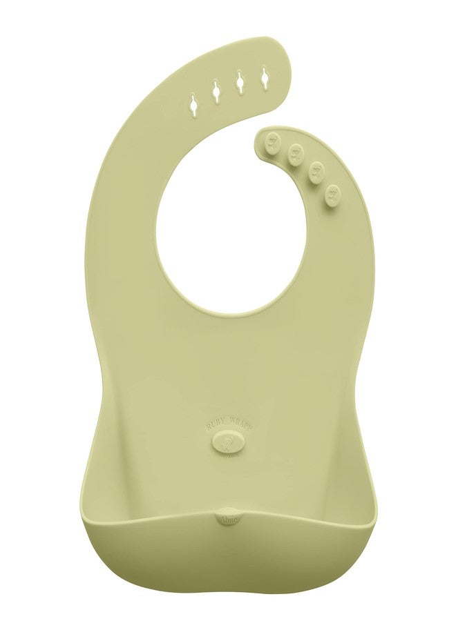 Abiie Ruby Wrapp Silicone Bibs for Babies - Waterproof Bib Made with Stain Resistant Material - Front Pocket for Catching Food - Silicone Toddler Bibs (Pastel Yellow) - Image 1