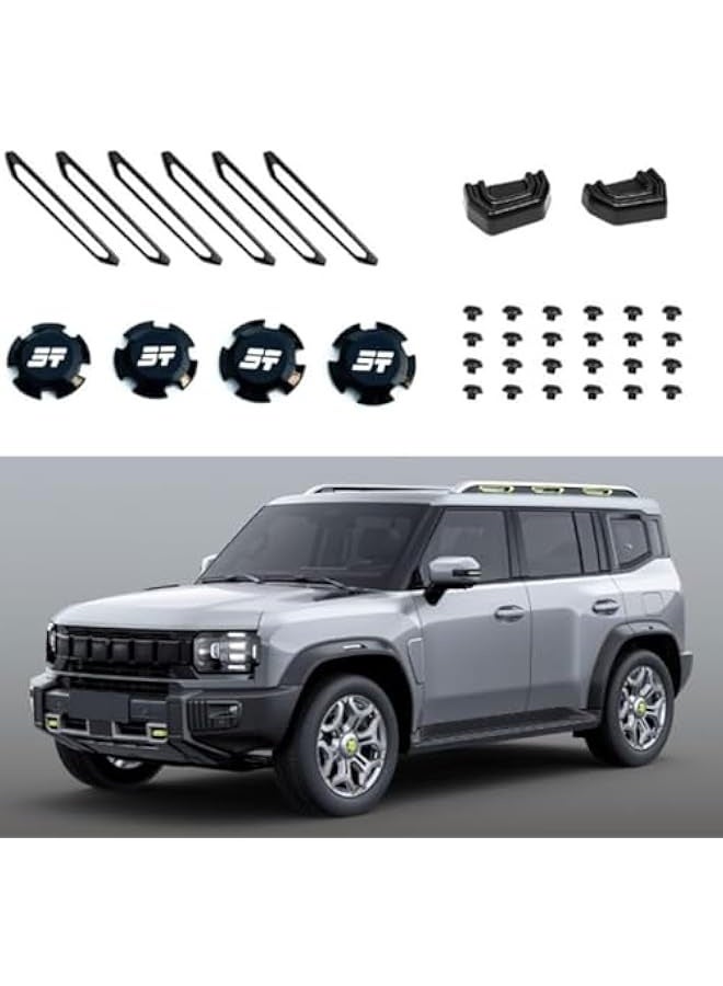 توبليو رف قمة مطفي باللون الأسود، أغطية عجلات، خطافات الصدام متوافقة مع موديلات جيتور T2 من 2023 إلى 2025 [36 قطعة ديكورية] - Image 2