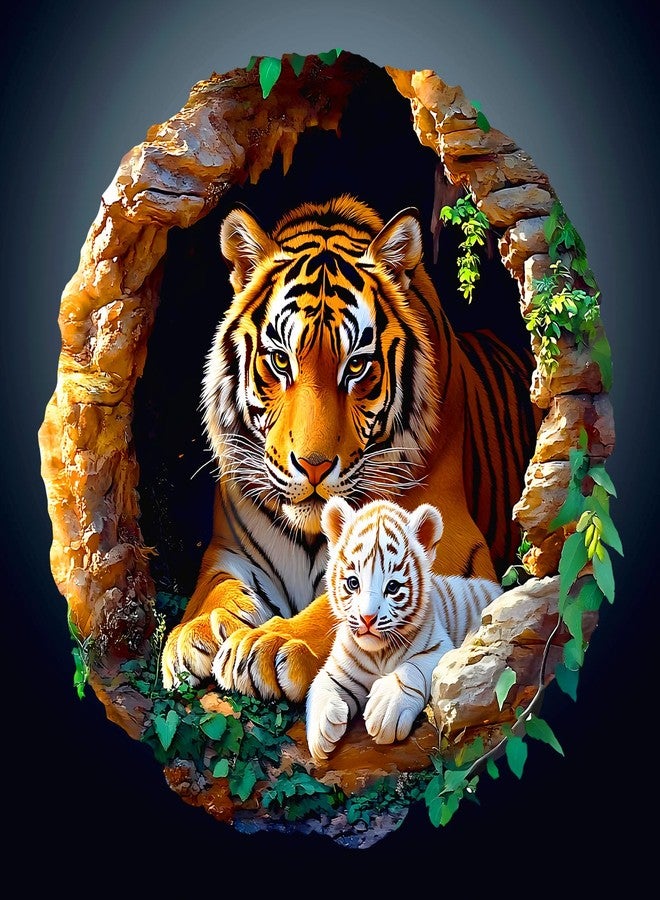 Purdicra Wooden Puzzles for Adults - Unique Animal Shaped Tiger Family Puzzle, 3D Vision Wooden Jigsaw Puzzle, Christmas Birthday Gifts for Friends/Family, Home Decor 11.4 * 11.4in 200pcs - Image 1