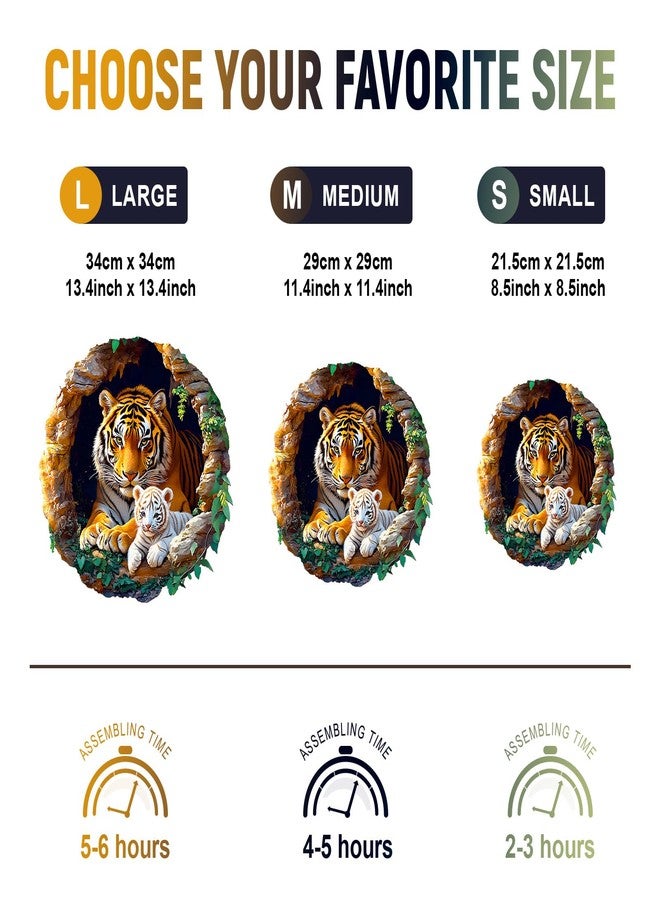 Purdicra Wooden Puzzles for Adults - Unique Animal Shaped Tiger Family Puzzle, 3D Vision Wooden Jigsaw Puzzle, Christmas Birthday Gifts for Friends/Family, Home Decor 11.4 * 11.4in 200pcs - Image 4