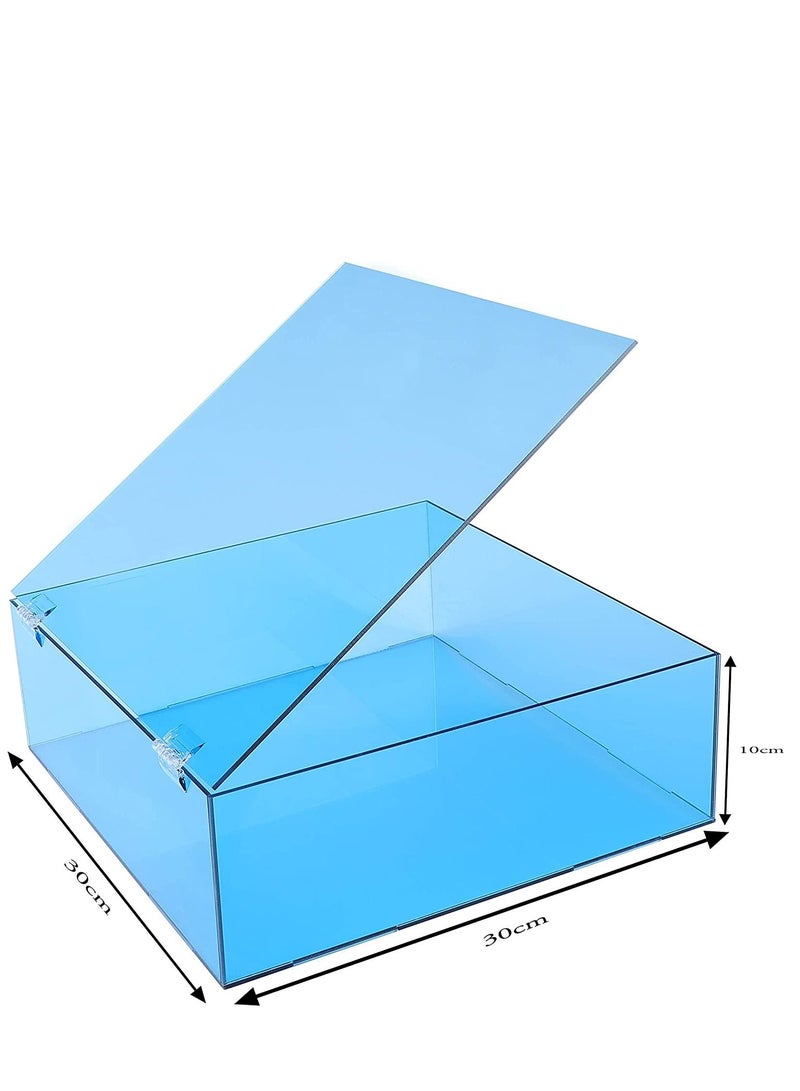 Lamsit Ibdaa Acrylic Box - Fluorescent Display Box with Hinges – Gift Showcase for Collectibles, Jewelries - Dustproof Protection Storage (10 x 10 x 5 cm) Blue  - Image 3