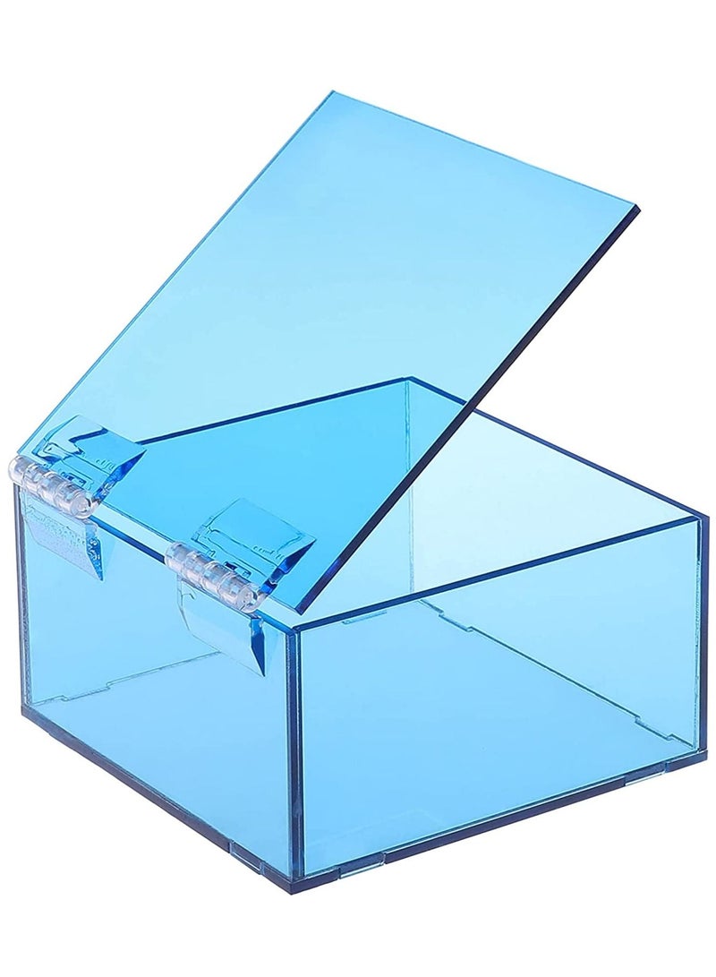 Lamsit Ibdaa Acrylic Box - Fluorescent Display Box with Hinges – Gift Showcase for Collectibles, Jewelries - Dustproof Protection Storage (10 x 10 x 5 cm) Blue - Image 2