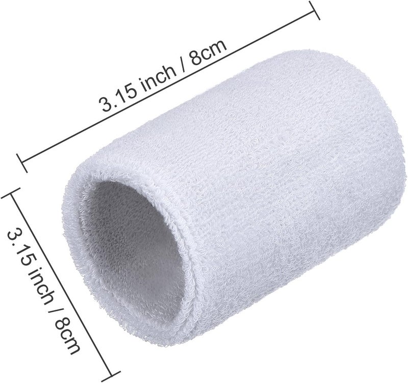 XFyt Soft Cotton Wrist Sweatband | Strechable High absorbtion Sweat Bands Hand Band Towel for Men Women Tennis Badminton Cricket Yoga Pilates (1 Piece, White) - Image 3