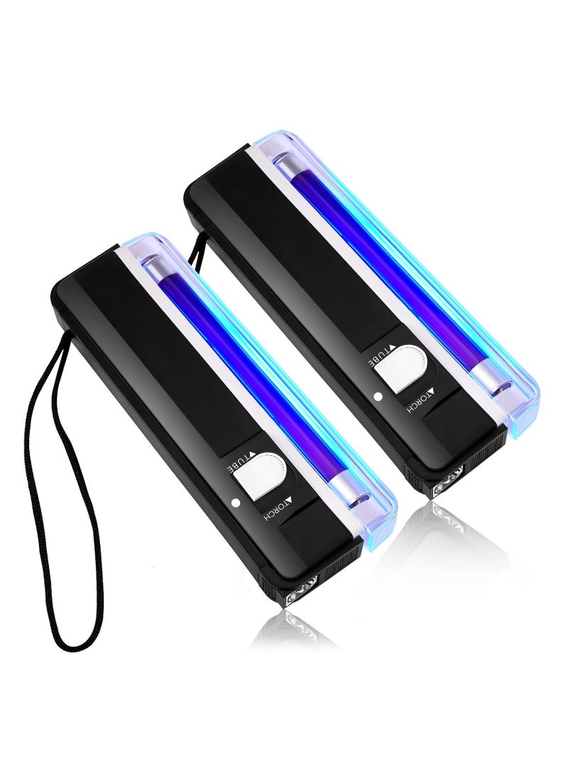 , 2 Pcs UV Flashlight Black Light, Handheld Portable Blacklight LED UV Light Torch, Battery Operated Black Lights Counterfeit Bill Detector Light - Image 1