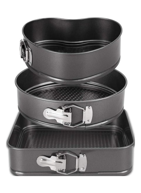 3 Piece Springform Pan Set Heart Round Square Leakproof Cake Pan for Baking Lovers Deep Baking Set with Removable Base 3 Pieces Metal (24cm - 26cm - 28cm) - 3 Piece Detachable Cake Pan Set for Baking Round Baking Pan with Removable Base Carbon Steel - Non-Stick Clip Springform Cake Pans Set Round, Heart and Square - Non-Stick Quick Release Cake Pan with Non-Stick Base, Cake and Cheesecake Baking Pan with Removable Base