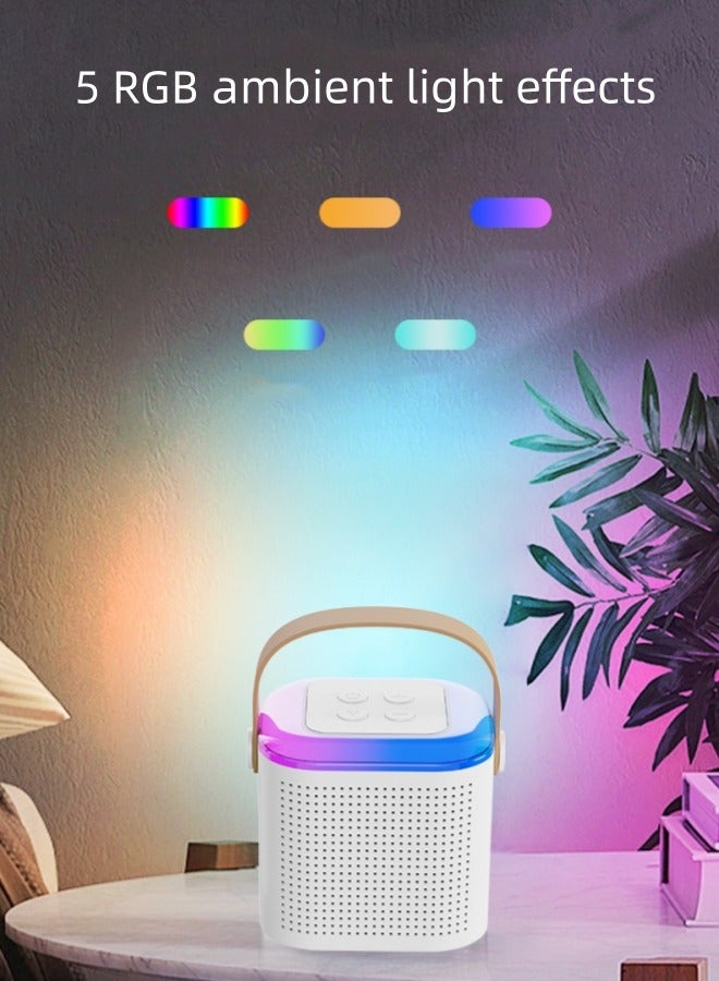 Bluetooth Speaker with Microphone Portable Karaoke Speaker Kits with 2 Wireless Microphones for Home Outdoor Party,White  - Image 4