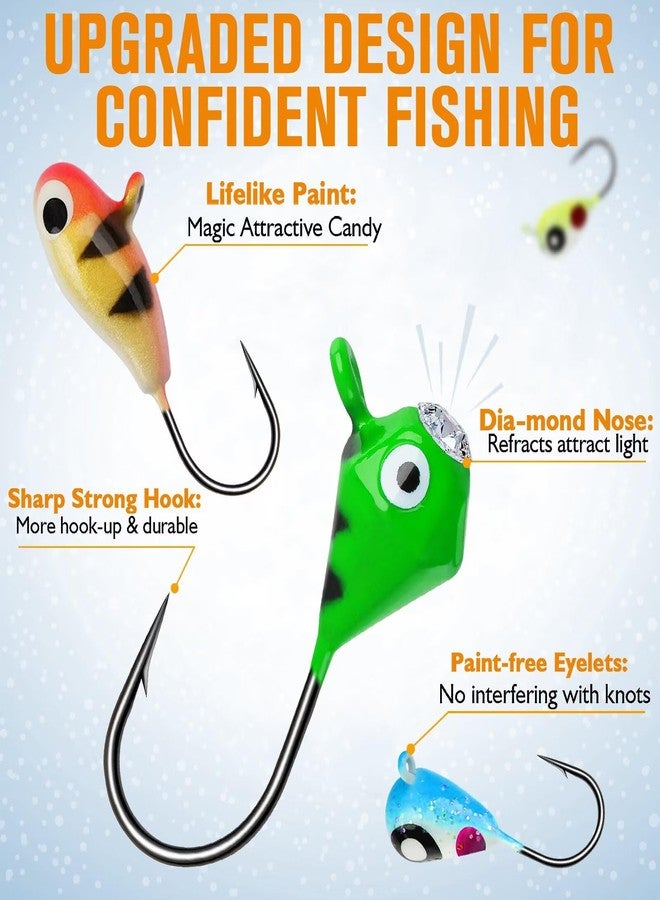 Dovesun Ice Fishing Jigs 35Pcs Ice Fishing Lures Glow in The Dark Ice Fishing Gear with Tackle Box for Panfish Walleye Crappie Perch Bluegil Trout - Image 2