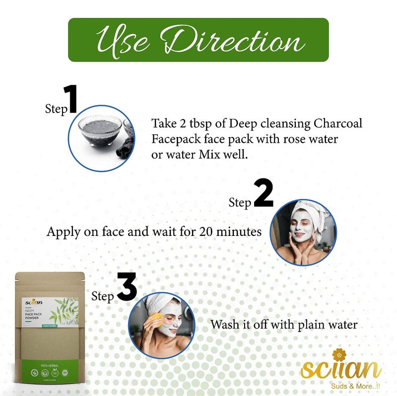 SCIIAN Face Wash & Face Pack | Helps To Remove Acne & Pimples | Soap-free gentle cleanser for sensitive for women & men | Skin Brightening Face Wash | Natural Ingredients Neem With Alovera & Tulsi - Image 4