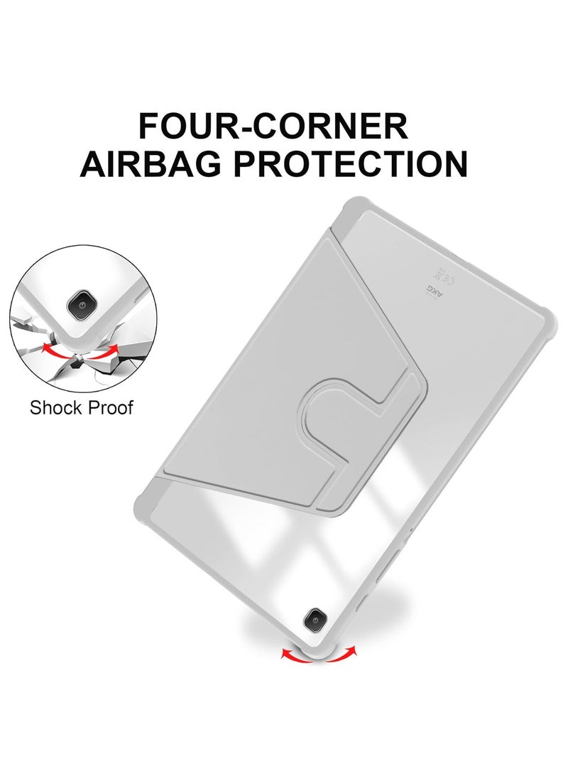 Case Compatible with Samsung Galaxy Tab S6 Lite 10.4-inch (2024/2022/2020) with Pencil Holder, 360 Rotation Stand Leather Case Transparent Back Cover with Auto Sleep/Wake