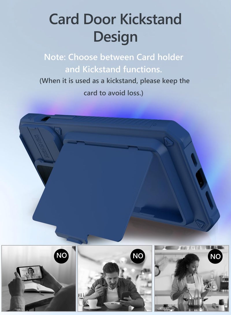 Vihibii for iPhone 15 Pro Max Wallet Case with Card Holder (4 Cards) & Slide Lens Protective Cover & Kickstand & Raised Edges Protect Screen, Shockproof Rugged Case for iPhone 15 Pro Max 6.7", Blue - Image 5