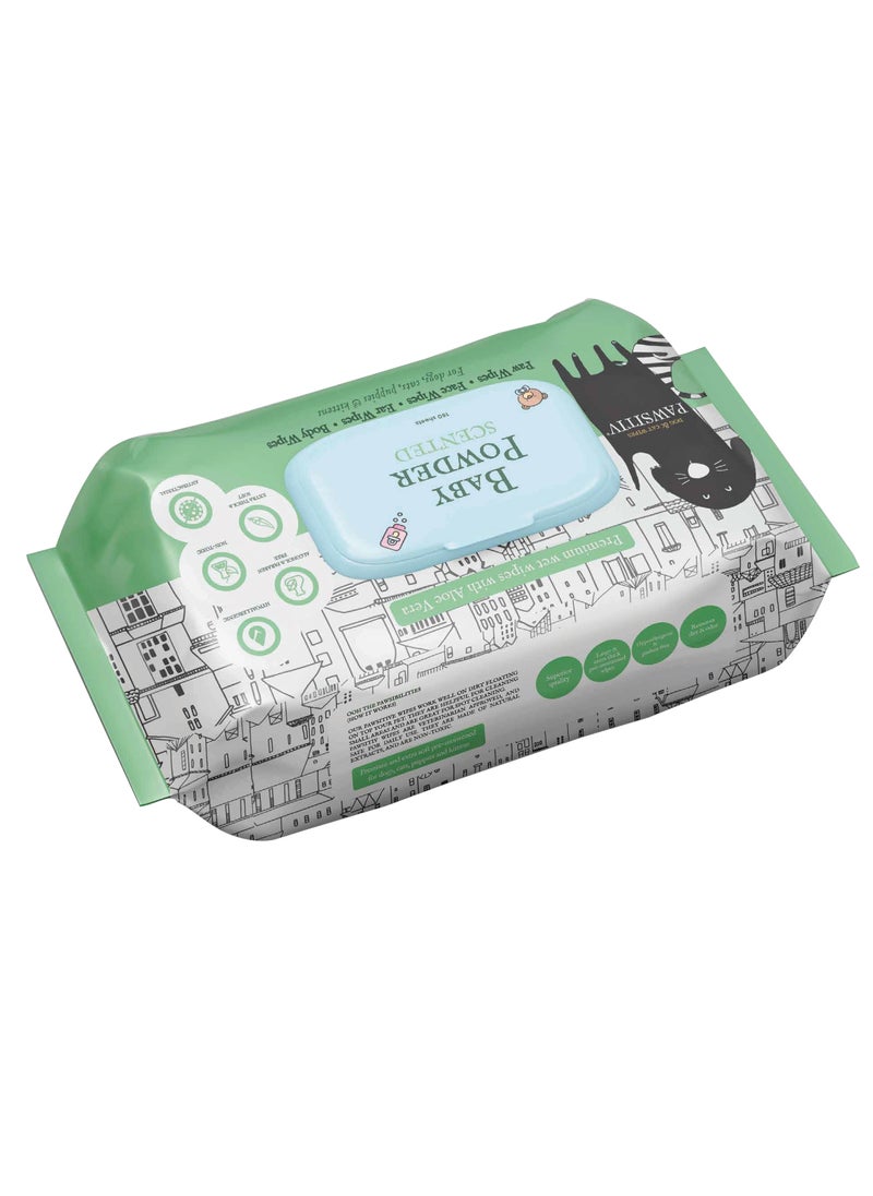 Pawsitiv Pawsitiv Hypoallergenic and Paraben Free Pet Wipes for Dogs, Cats, Puppies and Kittens, BABY POWDER, 150 WIPES  - Image 2
