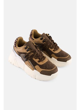 Women Textured Lace Up Shoes, Tan