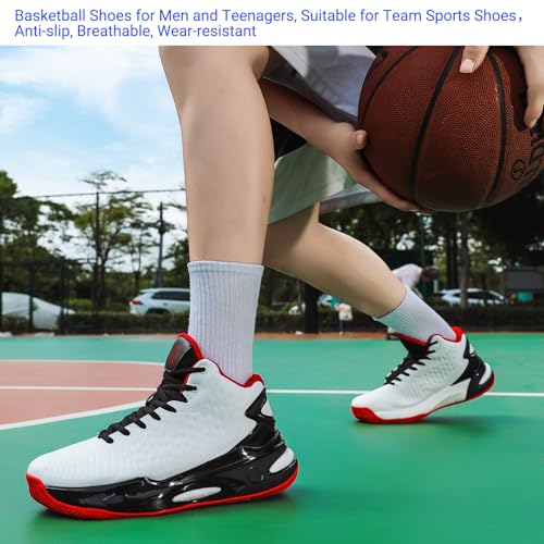 Beita High Upper Basketball Shoes Sneakers Men Breathable Sports Shoes Anti Slip, White, 9 - Image 2