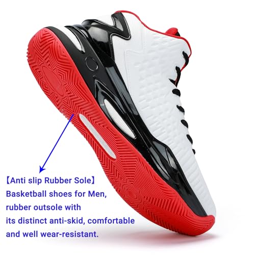 Beita High Upper Basketball Shoes Sneakers Men Breathable Sports Shoes Anti Slip, White, 9 - Image 5