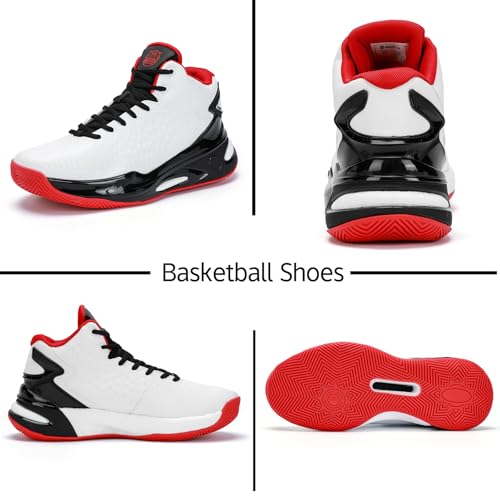 Beita High Upper Basketball Shoes Sneakers Men Breathable Sports Shoes Anti Slip, White, 9 - Image 4