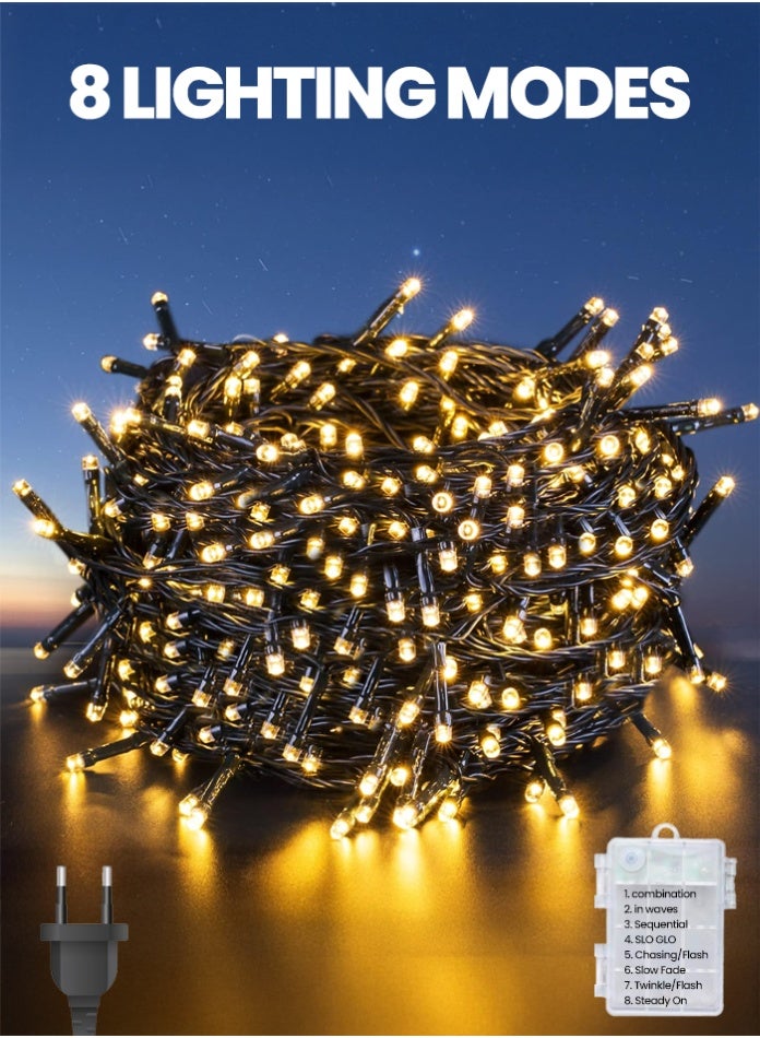 MODI Diwali 320 LEDS String Lights 50m, 220V IP44, 8 Modes, Connectable Fairy Lights for Home, Balcony & Garden – Warm White/RGB, Clear/Black Cable - Image 1