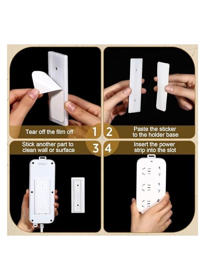 erorex 8 Pcs Power Strip Holder, Wall Mounted Data Cable Organizer Row Plug Fixer, Punch Free Cable Management System, Plug Fixer for Computer Office Home Kitchen - Image 2