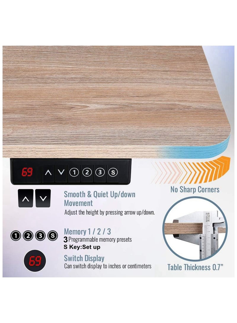 Cool Baby COOLBABY Electric Height Adjustable Standing Desk 55×27.5 Inch Stand Up Desk Workstation Office Desk Ergonomic Desk Splice Board Attached Hook - Image 2